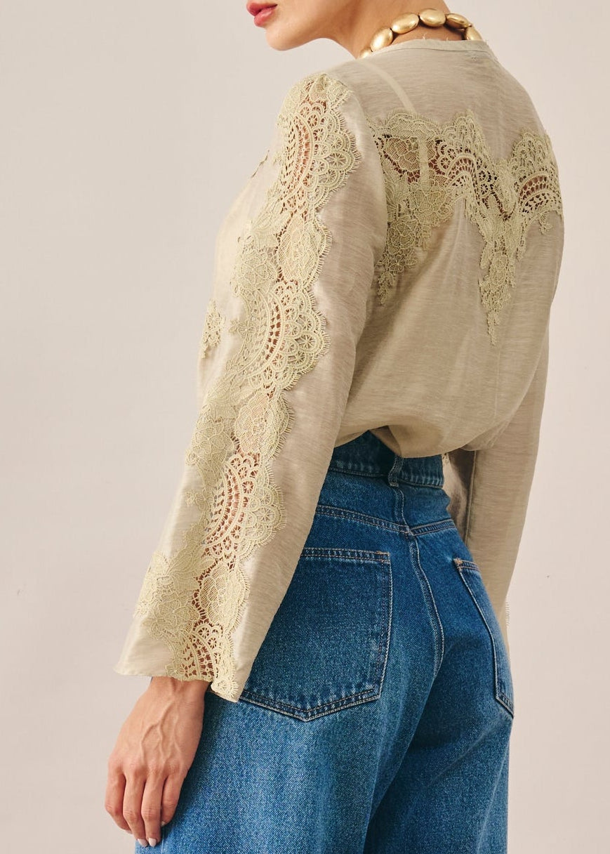 Blusa Bianca Verde Oliva