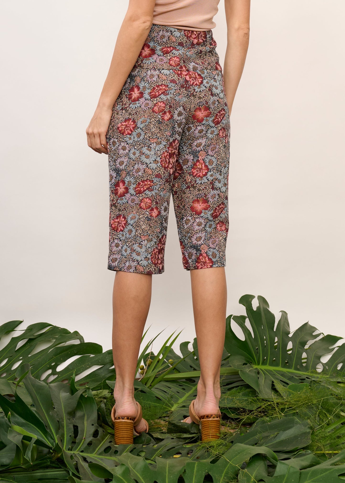 Bermuda Penelope Floral Vermelha