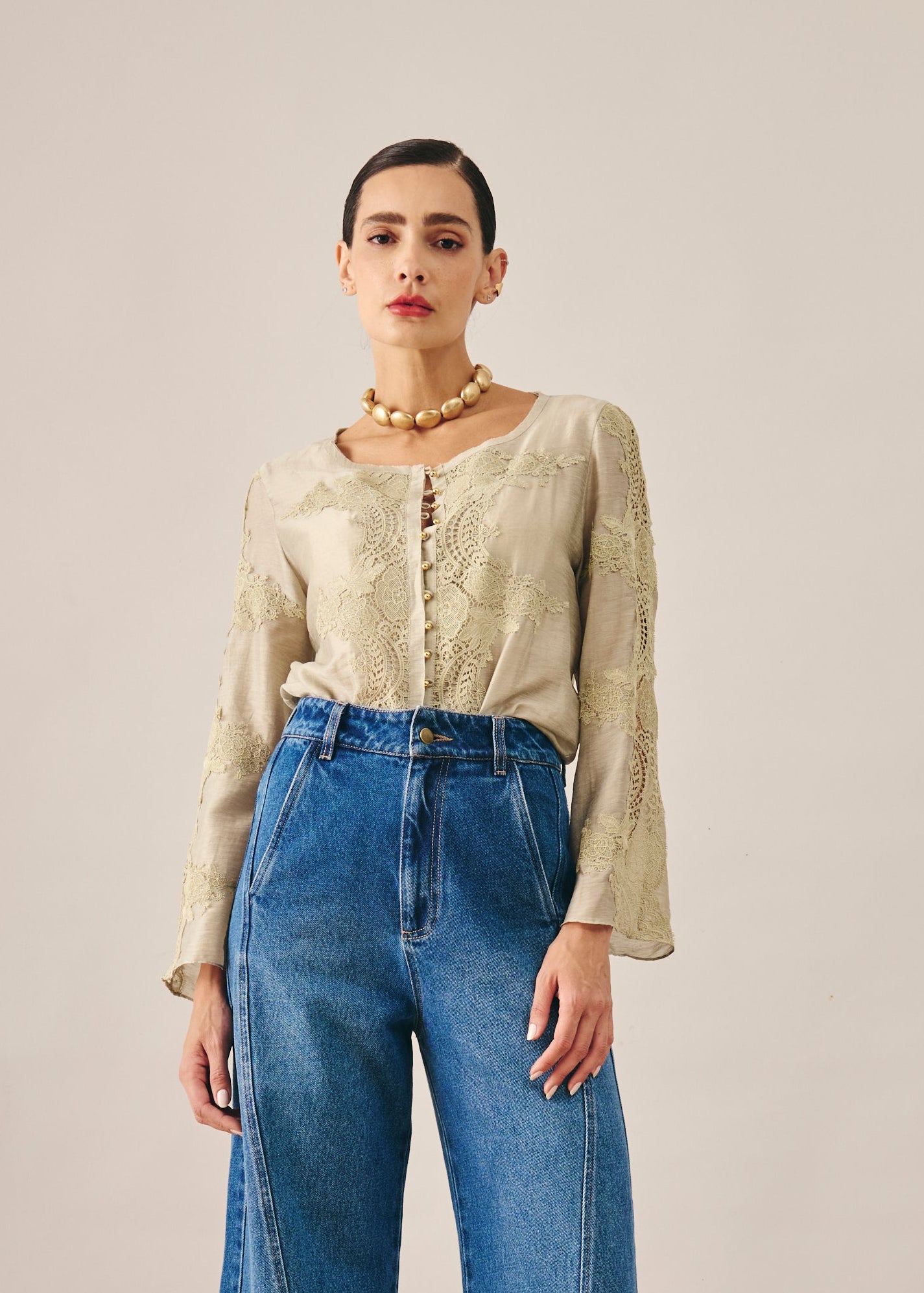 Blusa Bianca Verde Oliva