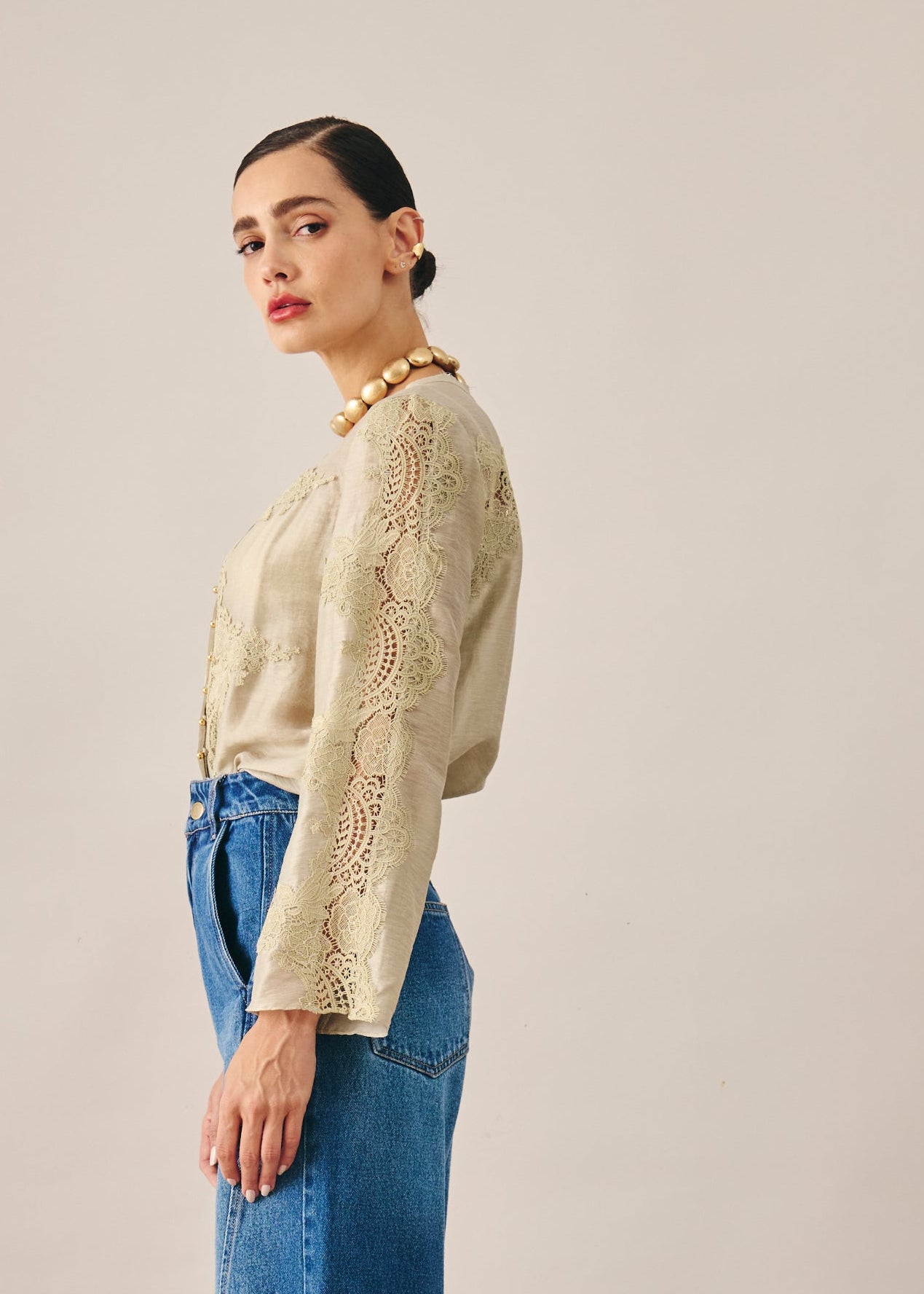 Blusa Bianca Verde Oliva