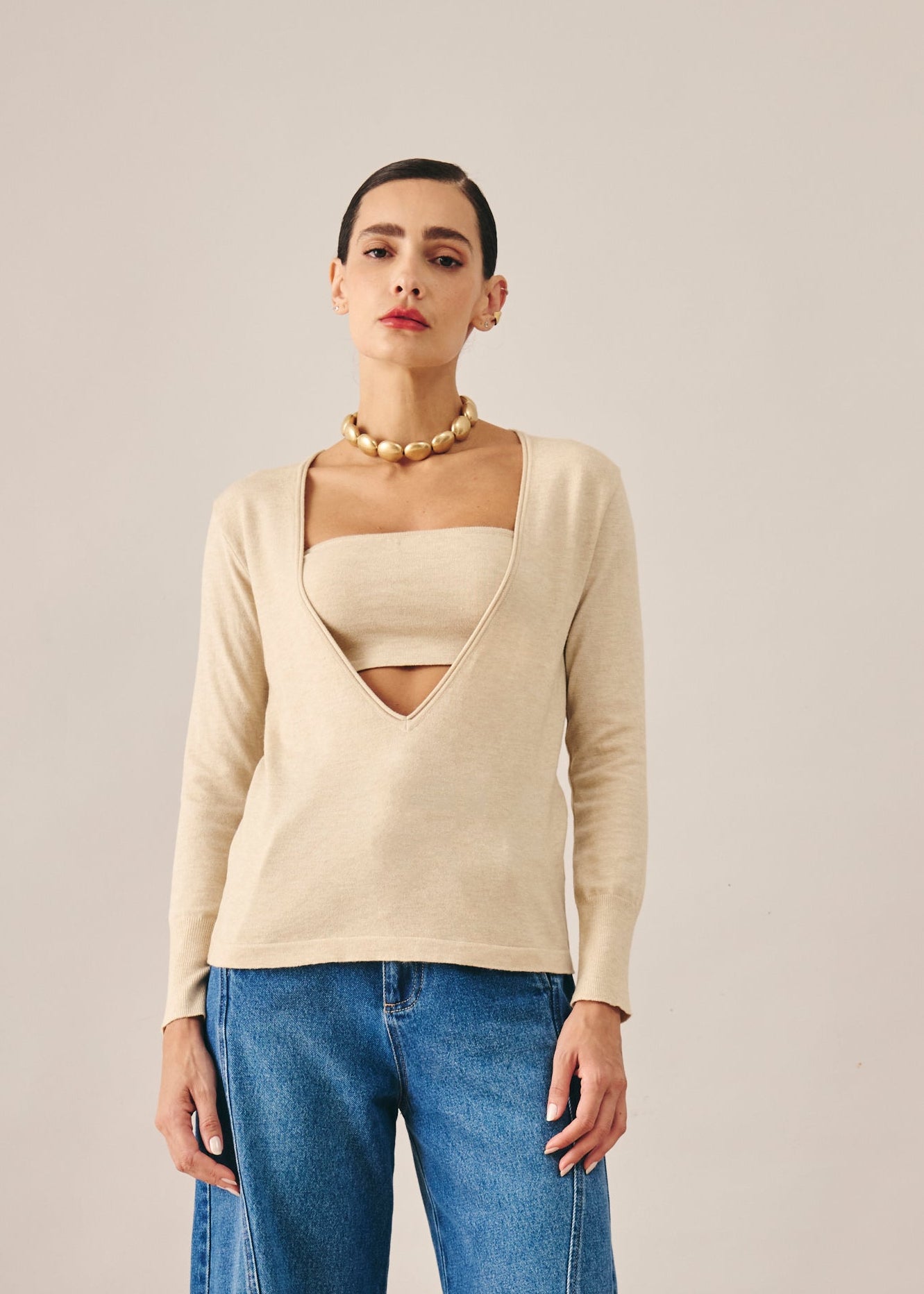 Blusa Isabella Tricot Bege