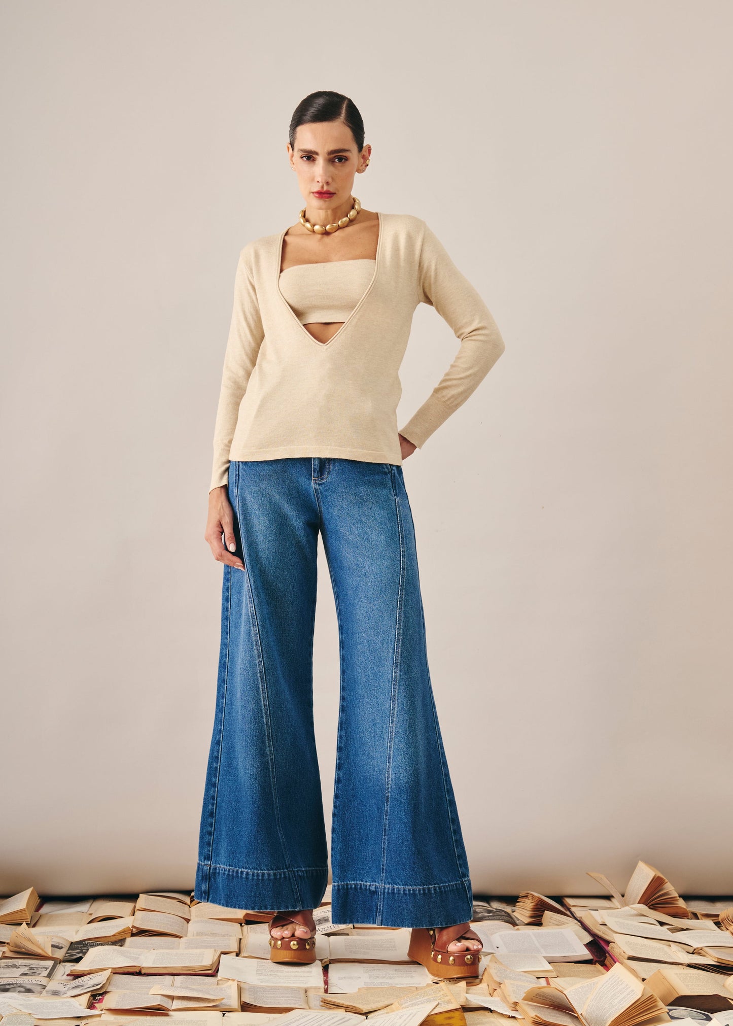 Blusa Isabella Tricot Bege