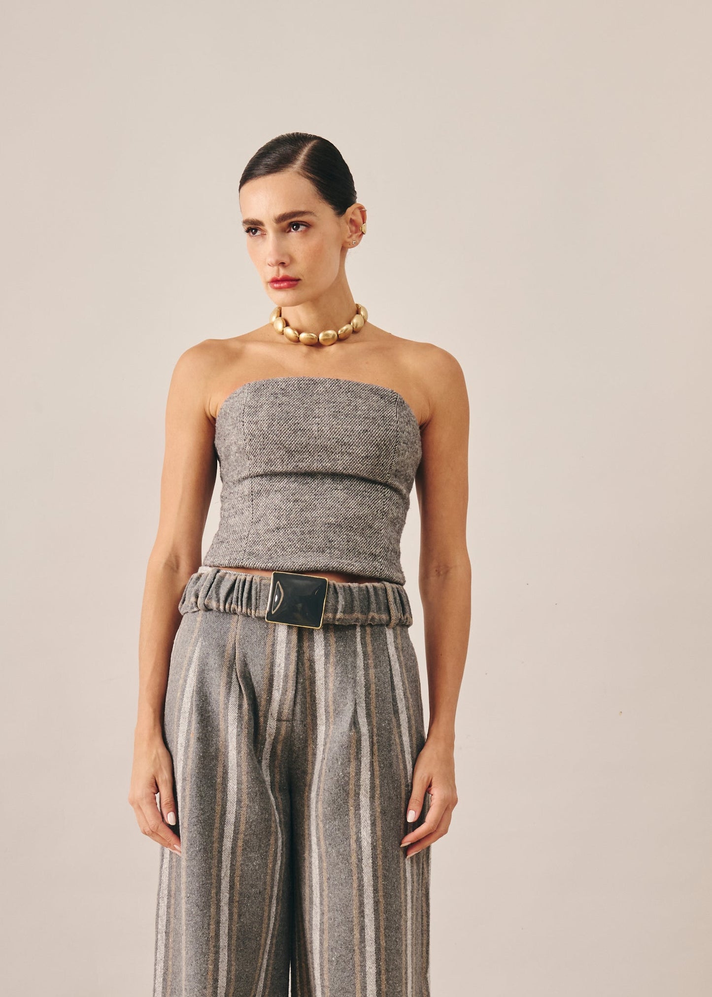 Top Ariela Tweed Cinza