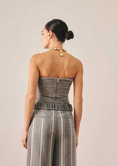 Top Ariela Tweed Cinza