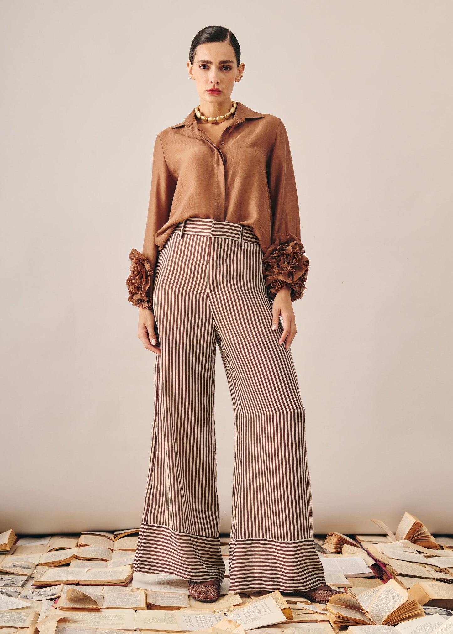 Calça Blair Listrado Marron