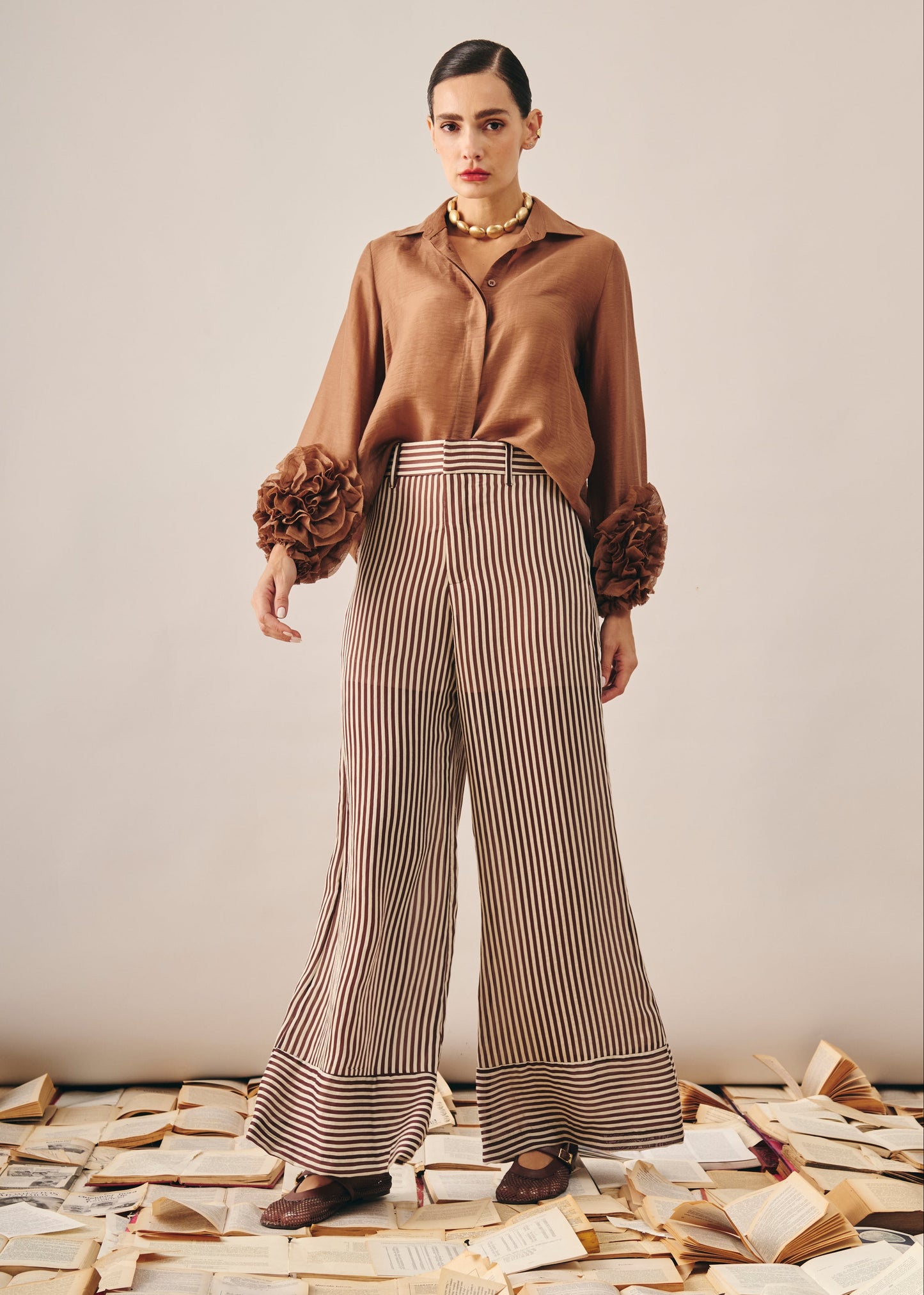 Calça Blair Listrado Marron