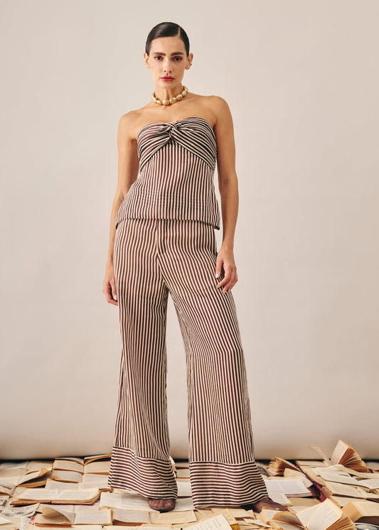 Calça Blair Listrado Marron