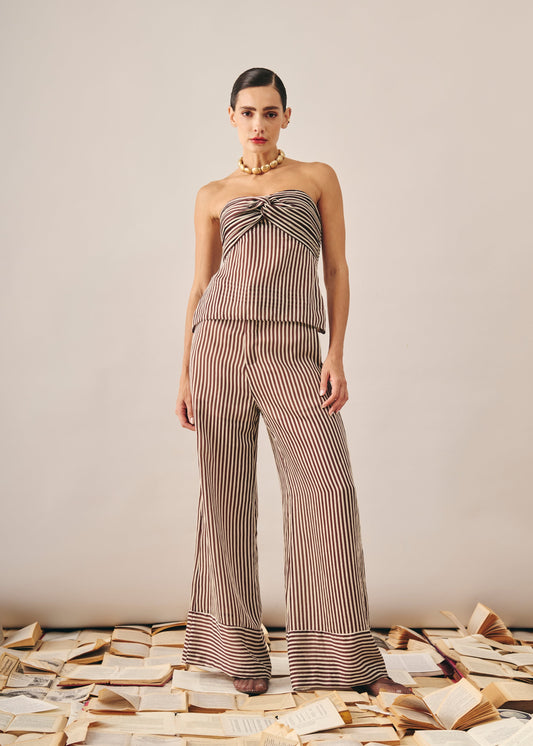 Blusa Blair listrada Marron