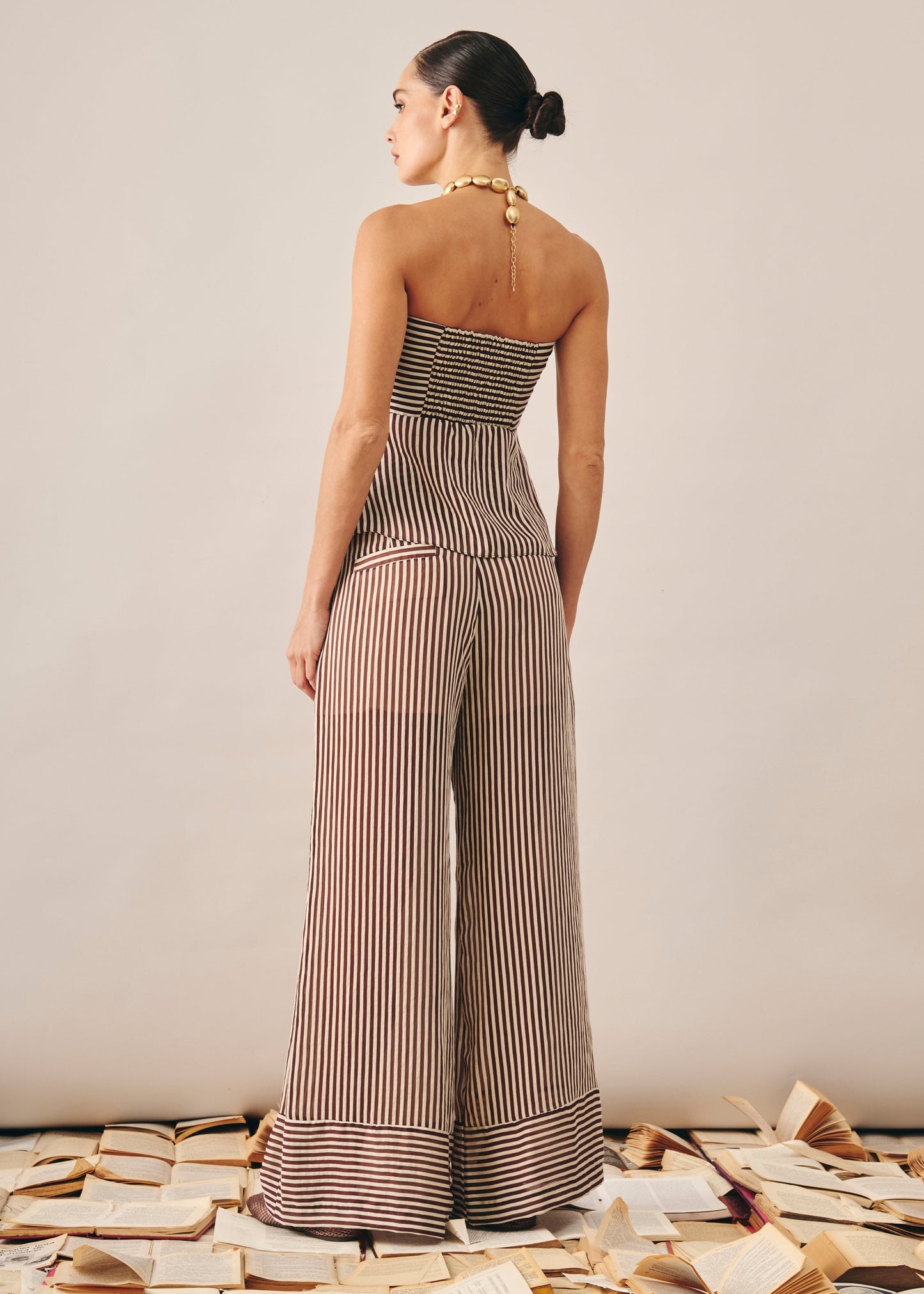Calça Blair Listrado Marron