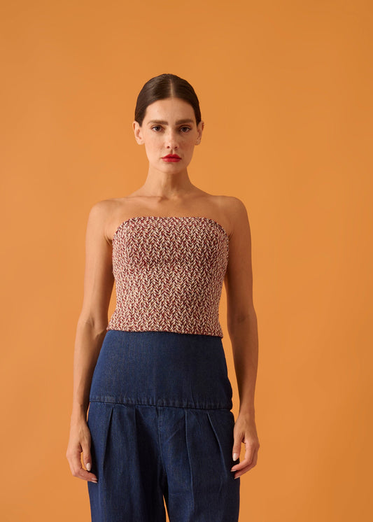 Top Ariela Tweed Vermelho
