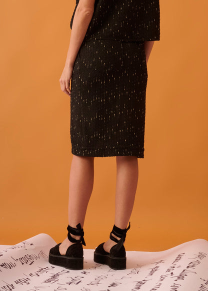Saia Lorença Tweed Preto