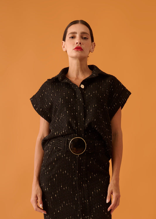 Camisa Carol Tweed Preta