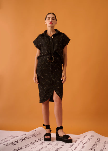 Saia Lorença Tweed Preto