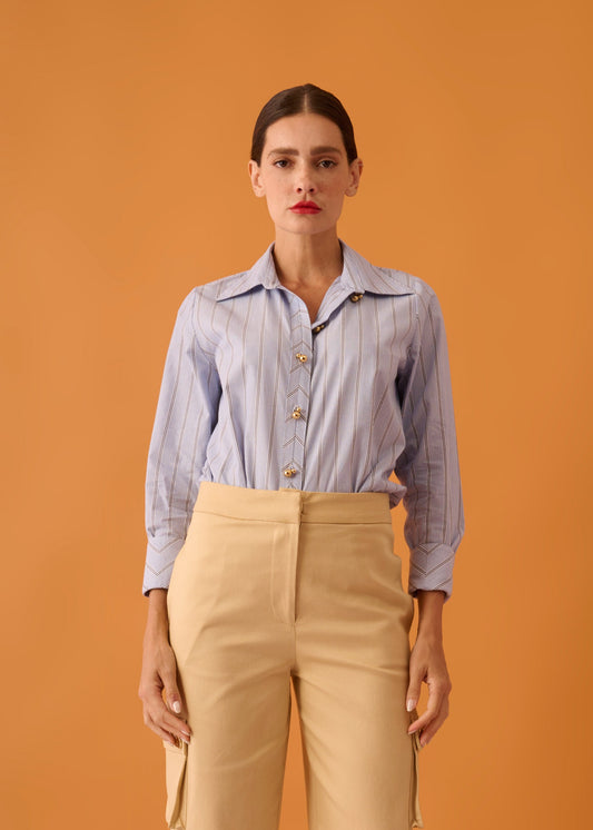 Camisa Mari Listrada Azul