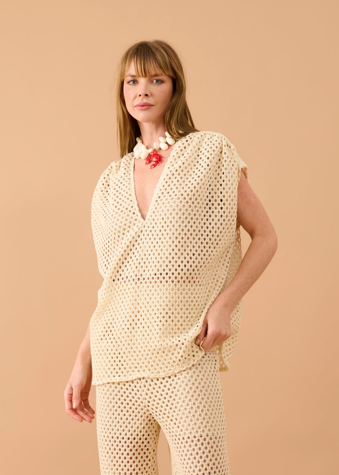 Blusa Leticia longa Manteiga