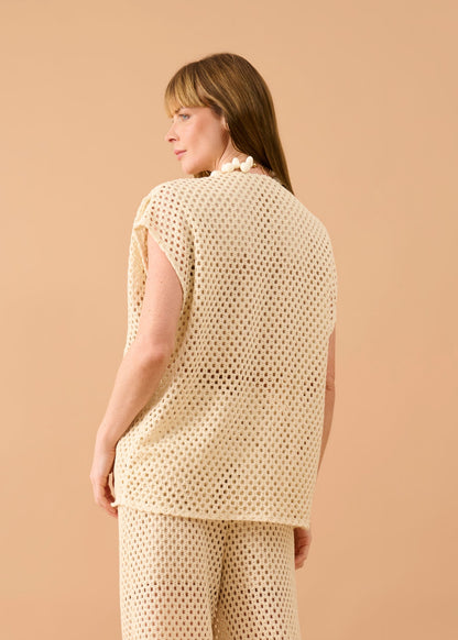 Blusa Leticia longa Manteiga