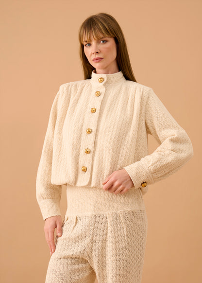 Casaco Blanca Tricot Off White