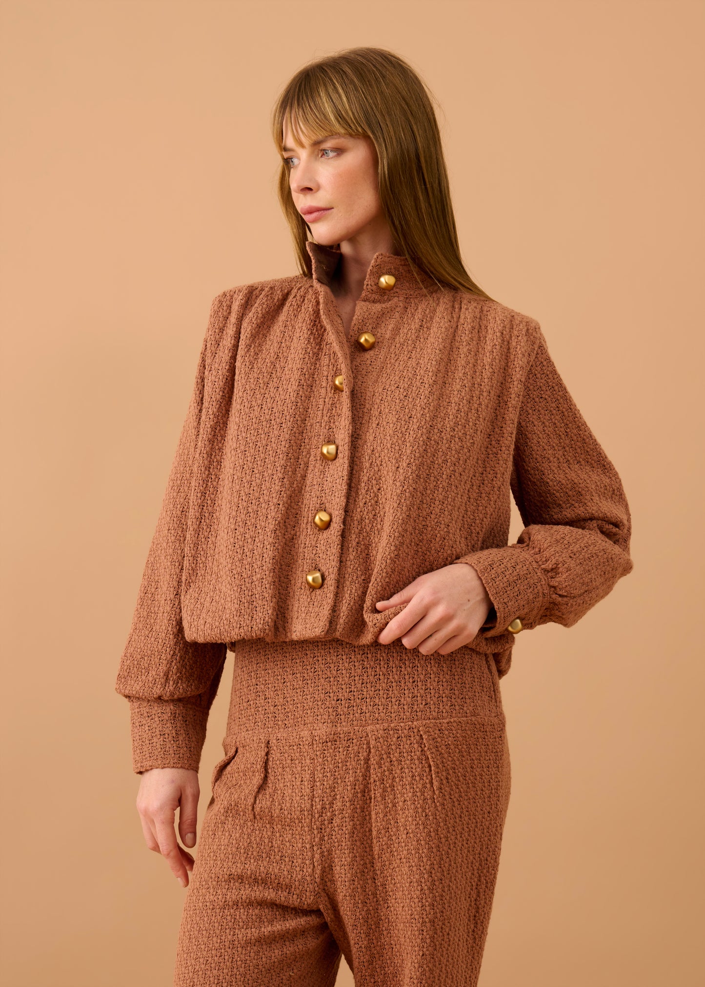 Casaco Blanca Tricot Marrom