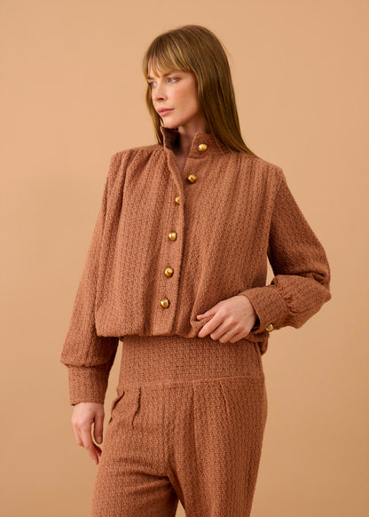 Casaco Blanca Tricot Marrom