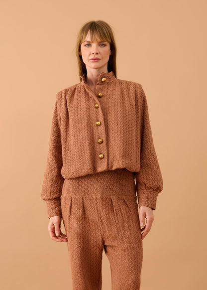 Casaco Blanca Tricot Marrom