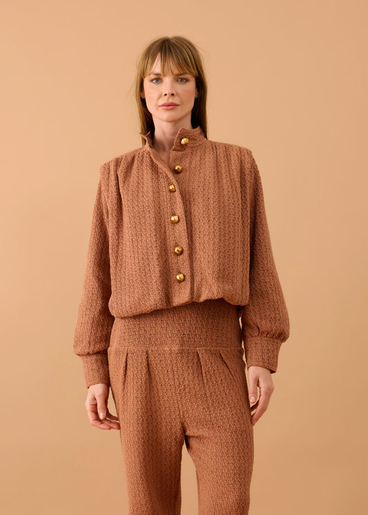 Casaco Blanca Tricot Marrom