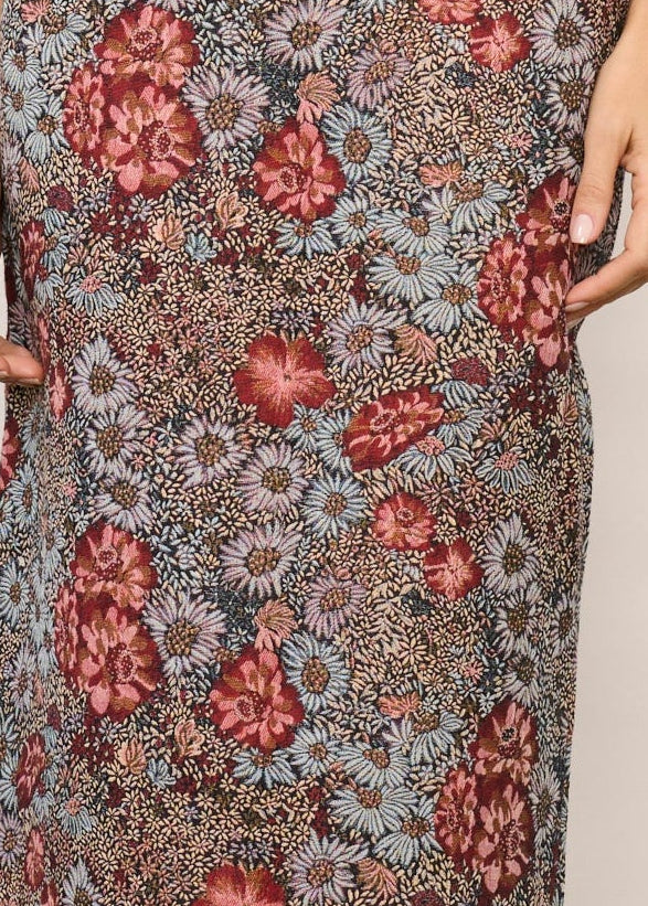 Saia Alana Jacquard Floral Vermelha
