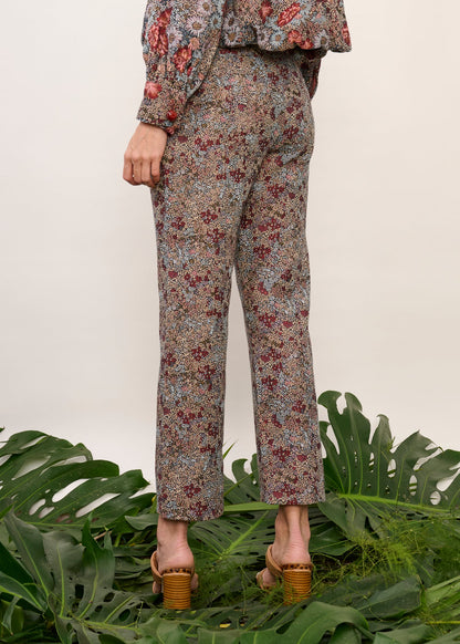 Calça Aifa Jacquard Floral Vermelha