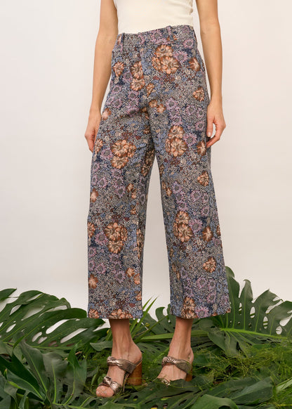 Calça Zaia Jacquard Floral Azul
