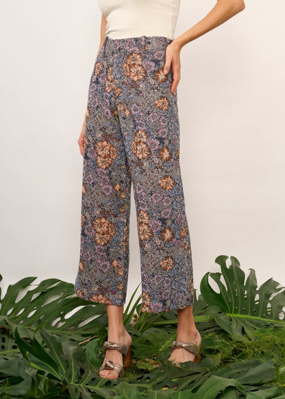 Calça Zaia Jacquard Floral Azul