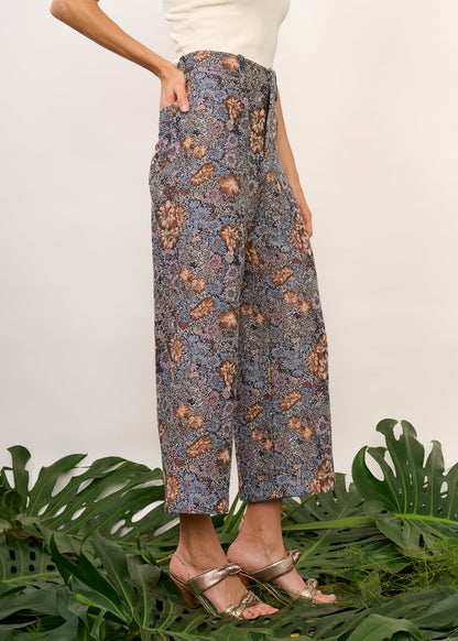 Calça Zaia Jacquard Floral Azul