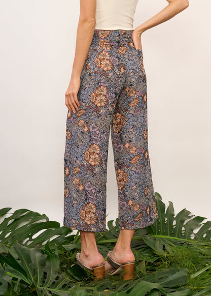 Calça Zaia Jacquard Floral Azul