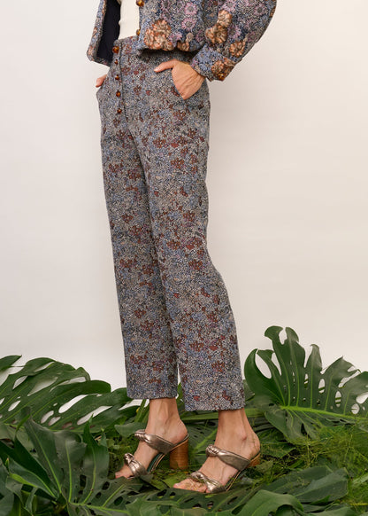 Calça Aifa Jacquard Floral Azul