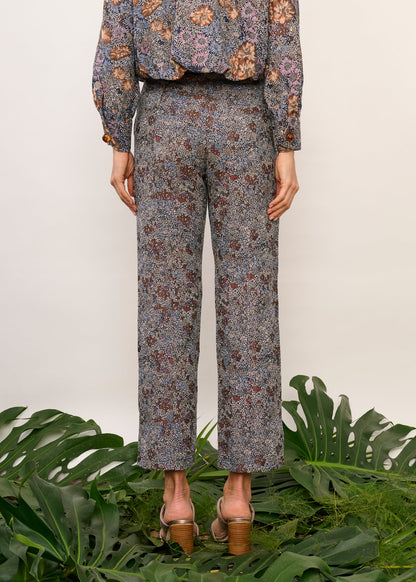 Calça Aifa Jacquard Floral Azul