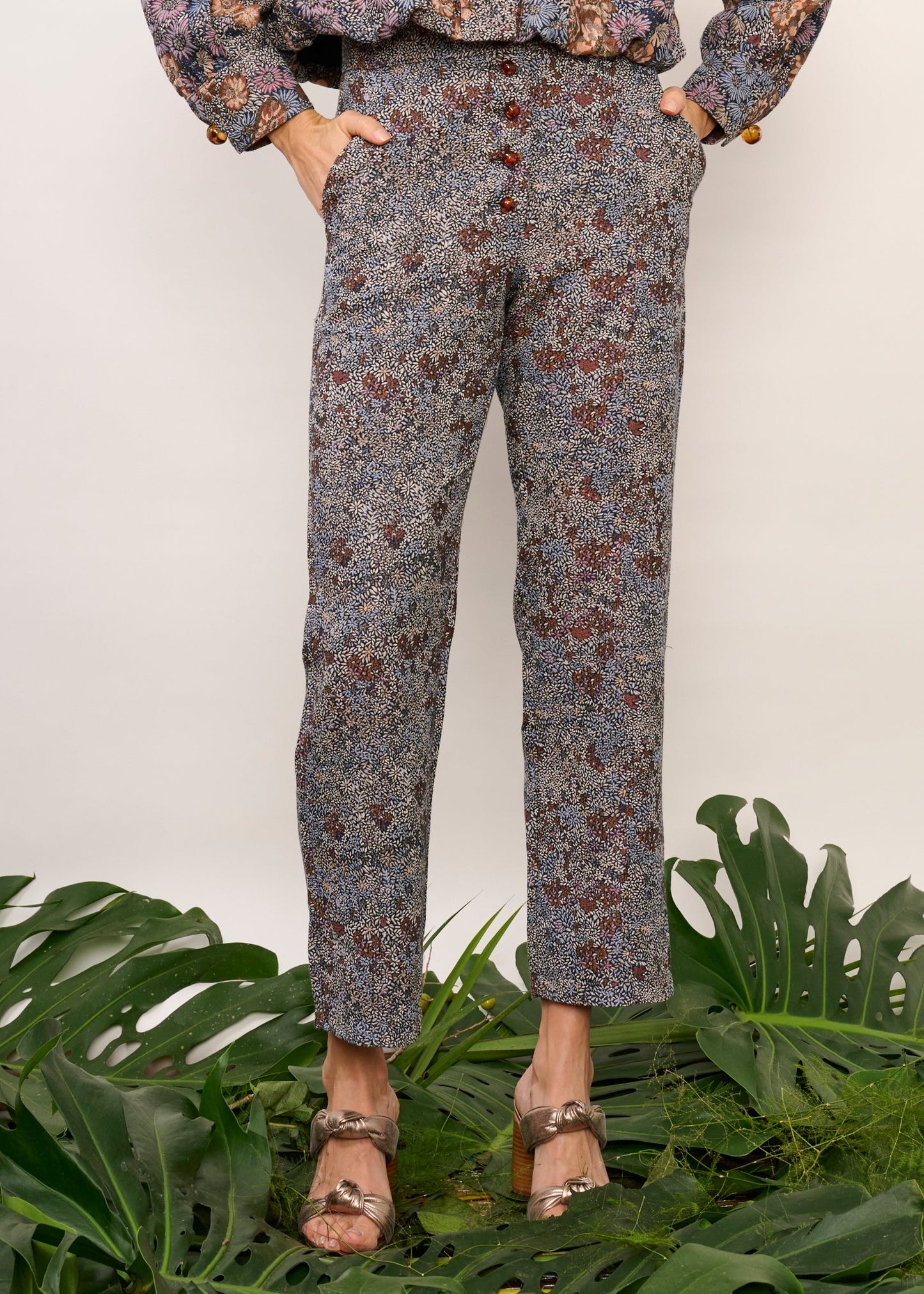 Calça Aifa Jacquard Floral Azul