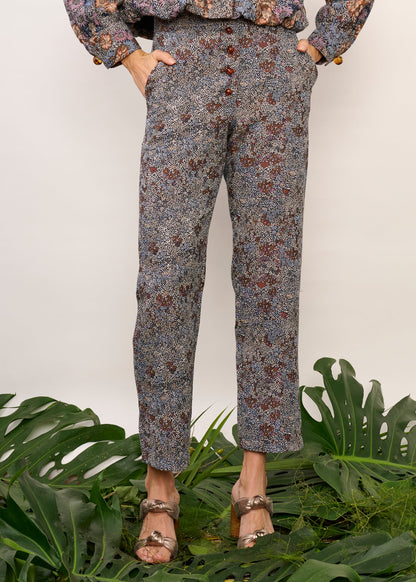 Calça Aifa Jacquard Floral Azul