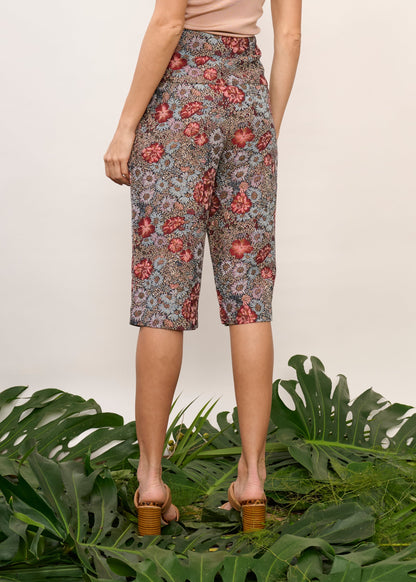 Bermuda Penelope Floral Vermelha