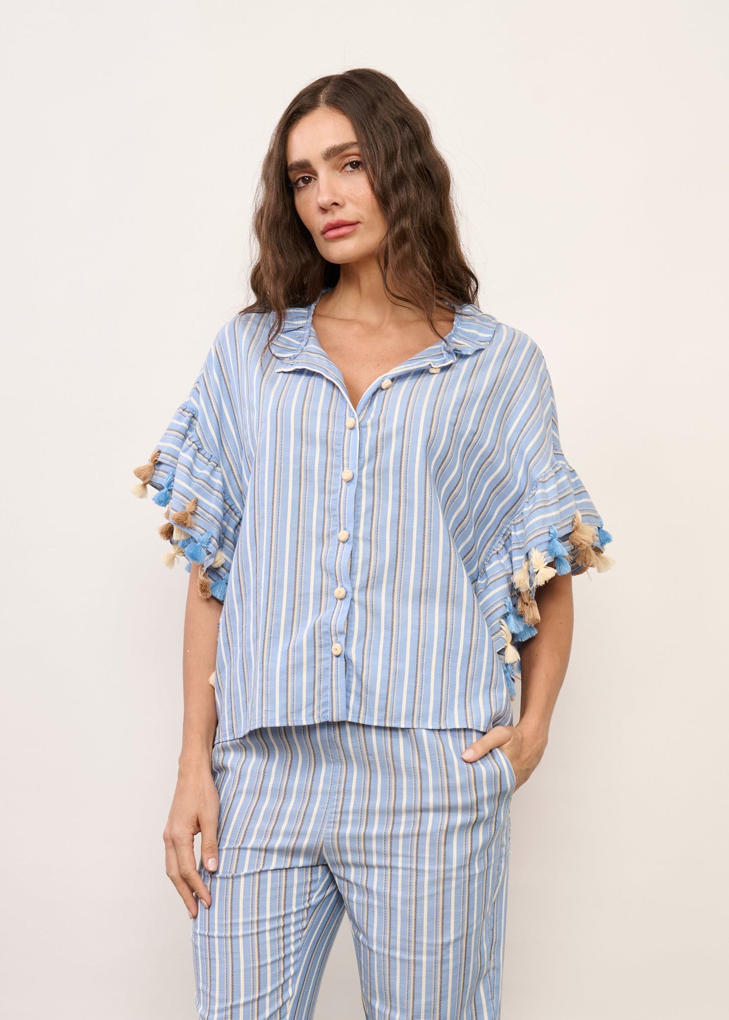 Camisa Betina Azul Listrada