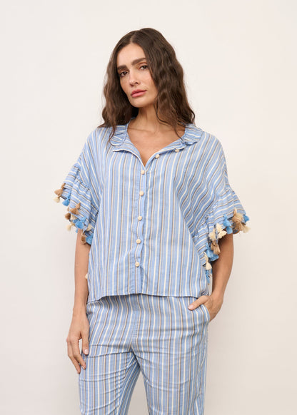 Camisa Betina Azul Listrada
