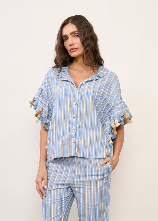Camisa Betina Azul Listrada