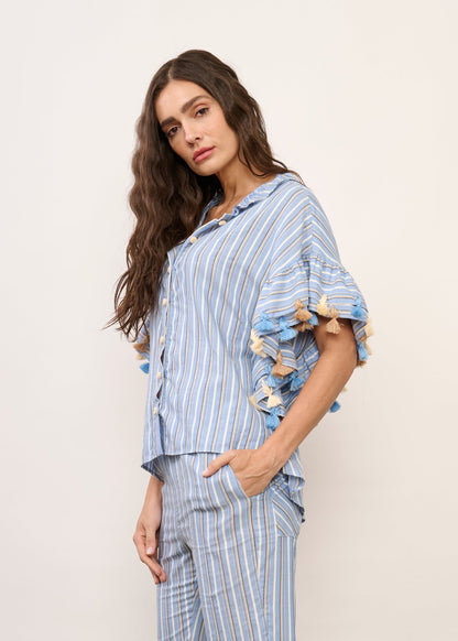 Camisa Betina Azul Listrada