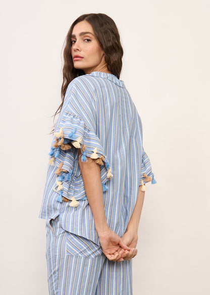 Camisa Betina Azul Listrada