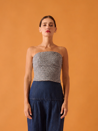 Top Ariela Tweed Azul