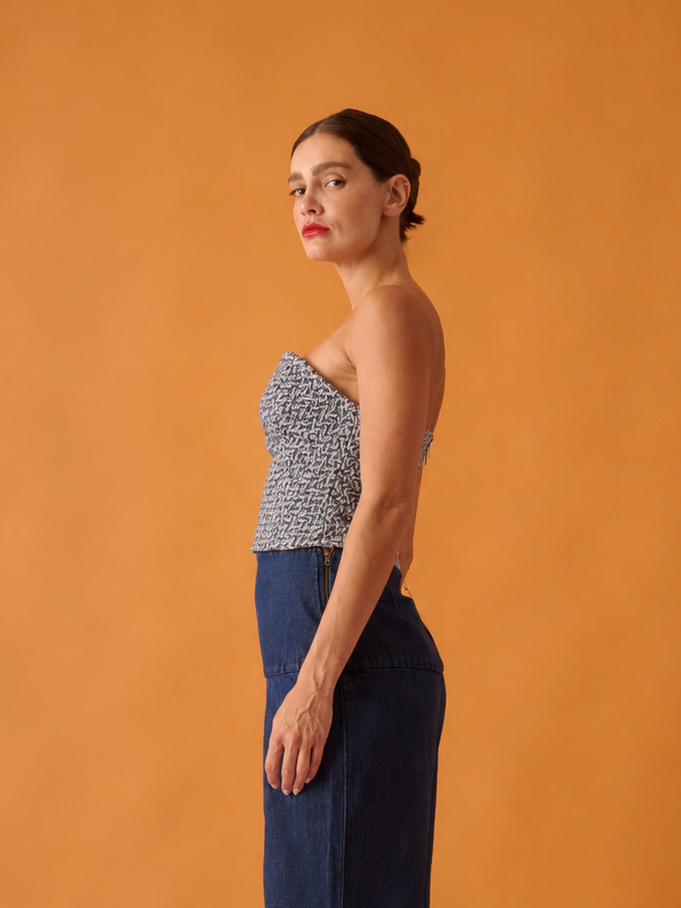 Top Ariela Tweed Azul