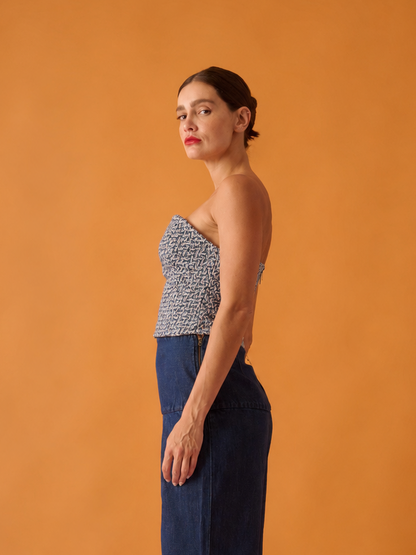 Top Ariela Tweed Azul