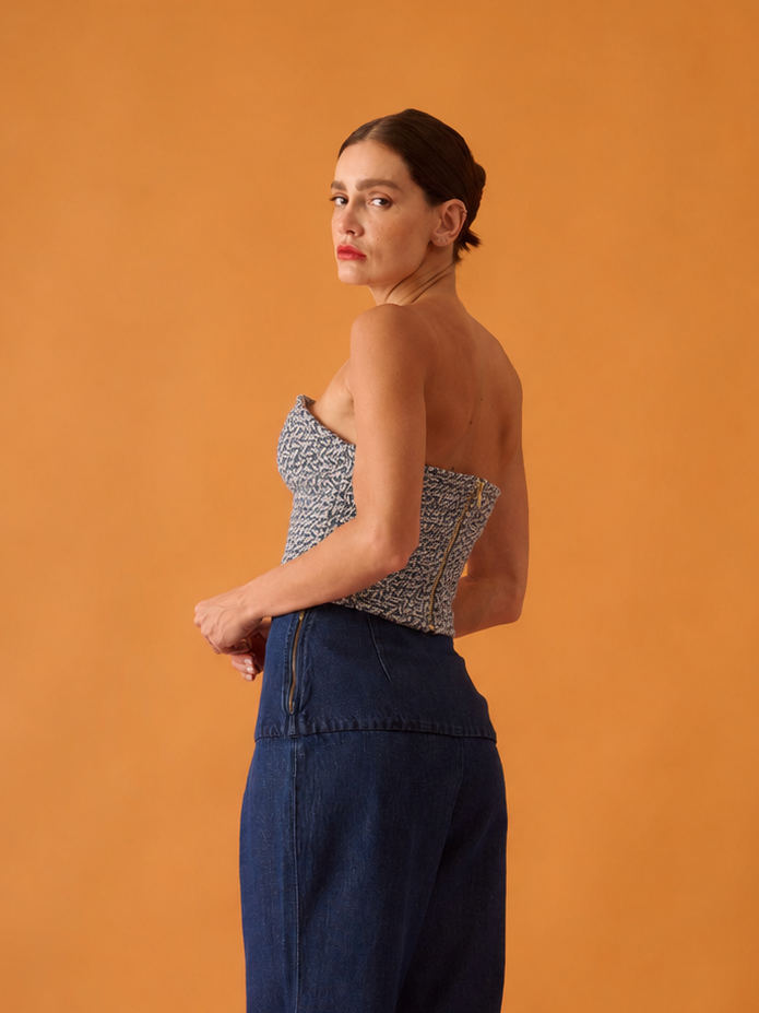 Top Ariela Tweed Azul