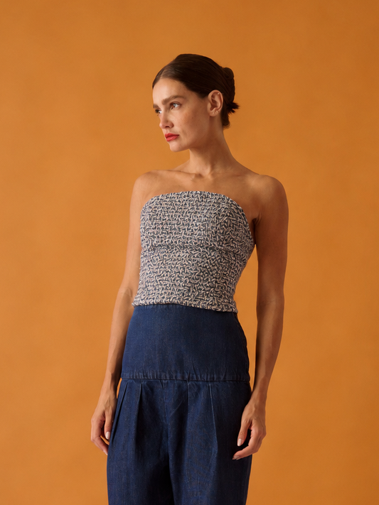 Top Ariela Tweed Azul