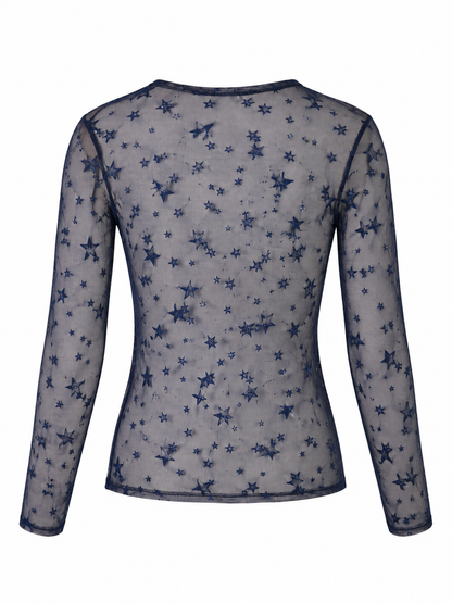 Blusa Tule Estrela Azul