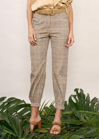 Calça Heloisa Xadrez Marrom