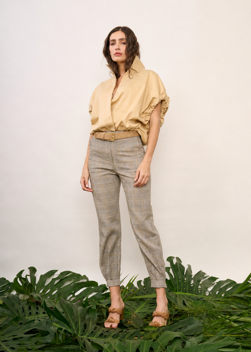 Calça Heloisa Xadrez Marrom
