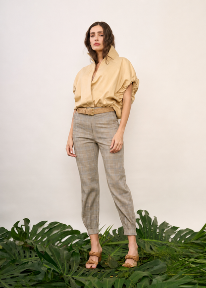 Calça Heloisa Xadrez Marrom